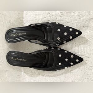 BCBGeneration Black Pearl-Studded Heels